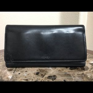 Coach Black Leather Clutch Wallet